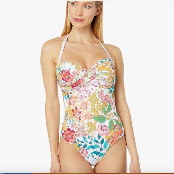 Johnny Was Twist Bra One-Piece Swimsuit Floral Print $218 CSW6822-D NWT - Picture 3 of 4